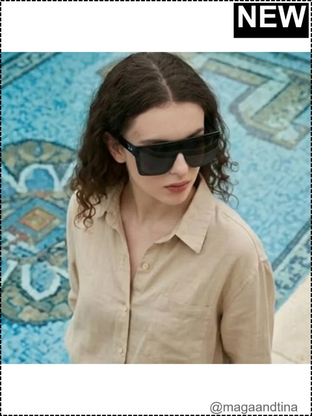 Oversized Flat Top Square Sunglasses UV400 Protection Unisex Large Frame